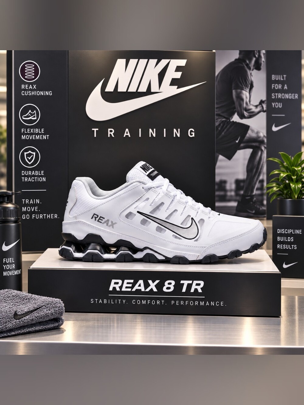 Nike Reax 8 TR Men's 9.5 / Women's 11 White/Black-Silver Training Sneakers – NEW